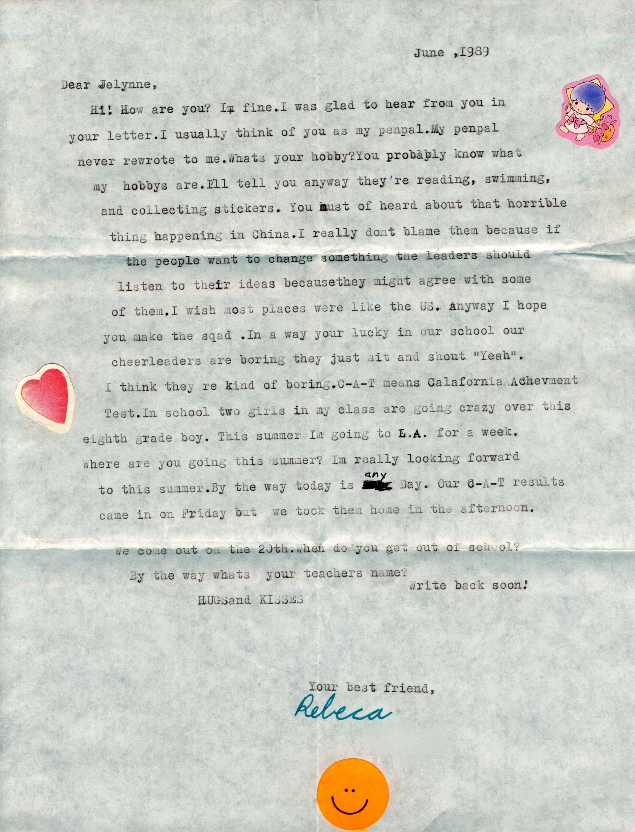 The same typed letter at full size.
